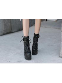 Outlet Super High Heel Roman Lace-up Martin Boots