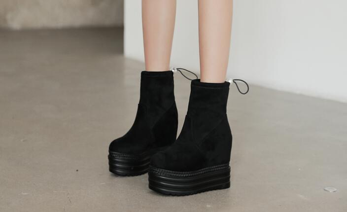 Outlet High-heeled Round-toe Roman Short-tube Winter Martin boots