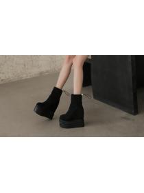 Outlet High-heeled Round-toe Roman Short-tube Winter Martin boots