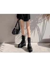 Outlet high-heeled high-top Roman lace-up Martin boots