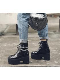 Outlet Short-tube thick-soled Roman lace-up high-heeled Martin boots