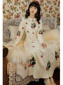 For Sale Flower Printing Show Waist Dress 