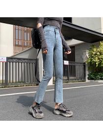Outlet Fall/winter slim stretch slim high-waist straight-leg jeans