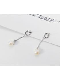 Korean fashion S925 sterling silver pearl apple earrings Korean long tassel earrings female simple DIY jewelry