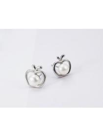 Korean fashion S925 sterling silver pearl earrings female fashion personality fresh apple apple studs