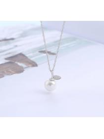 Korean fashion S925 Silver Pendant Shell Bead Leaf Necklace Women Fashion All-match DIY Silver Je...