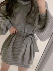 Korean Style Pure Color Fashion Knitting Dress