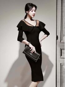 New Style Falbala  Show Waist Slim Dress 