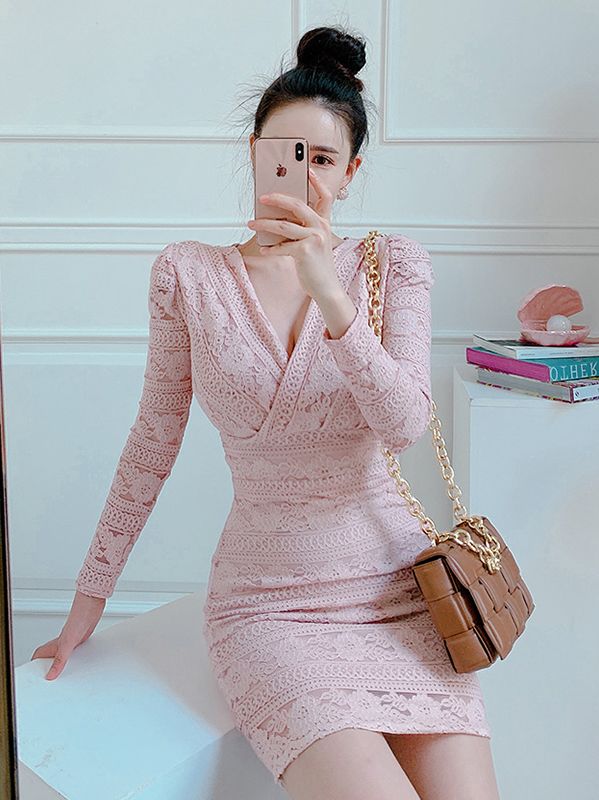 On Sale Lace Hollow Out Slim Dress
