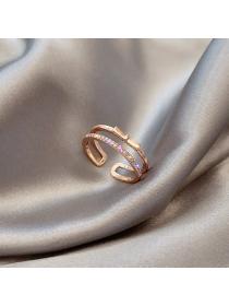 Outlet Bowknot double-layer Rose gold diamond ring