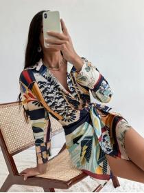 Outlet Sexy Stitching Spring fashion Long-sleeved dress