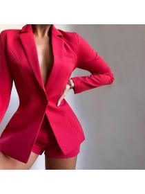 Outlet Women's temperament slim short pants two-piece suit 
