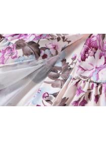 On Sale Stand Collars Printing Show Waist Dress