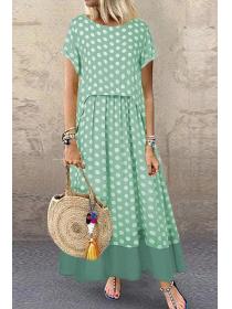 Outlet New summer ladies fake two-piece polka dot print dress