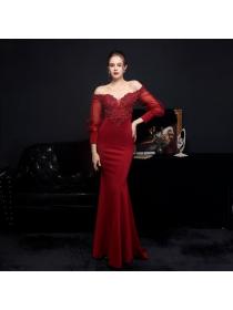 Outlet Fashion Bride's long-sleeved mermaid evening dress for banquet