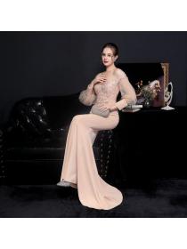 Outlet Fashion Bride's long-sleeved mermaid evening dress for banquet