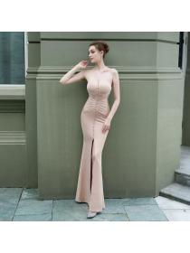 Outlet Fashion style Bride's Sleeveless mermaid evening dress for banquet