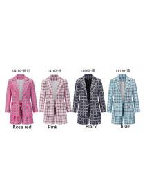 Outlet Fashion casual shorts suit women's autumn and winter slim double-breasted plaid suit 