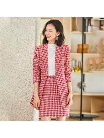 Outlet Work clothes Plaid Blazer+skirt Two-piece suits