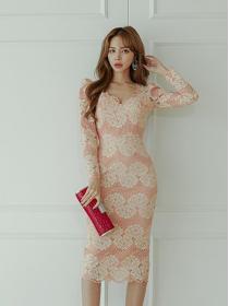 On Sale Lace Hollow Out Open Fork  Fashion Dress