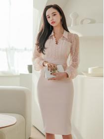 Korean Style Doll Collars Lace Matching Dress 