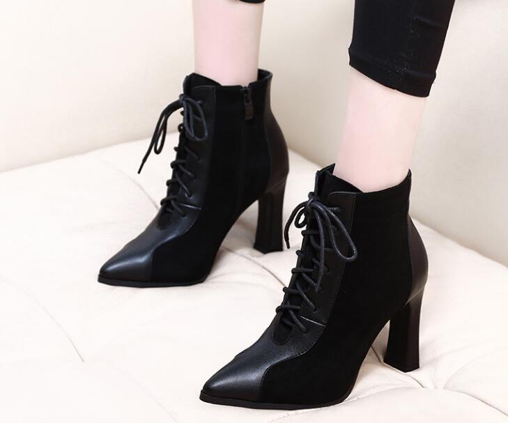 Outlet 9cm pointed toe high heel ankle boots