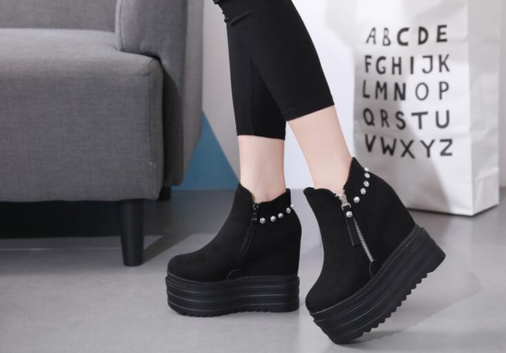 Outlet Women's Rivet Wedge Thickness Waterproof Platform  Short Boots