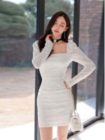 Korean Style Lace Hollow Out Fashion Dress 