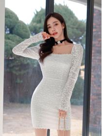 Korean Style Lace Hollow Out Fashion Dress 