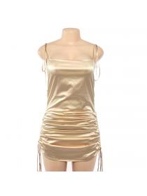Outlet Hot style Summer pleated pure irregular sexy nightclub dress