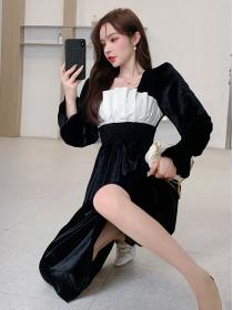 Korean Style Show Waist Drape Fashion Dress 