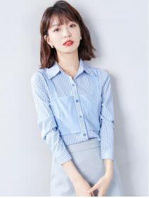 Korean Style Stripe Fashion Loose Blouse 