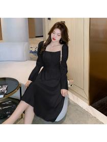 Outlet New style bell-sleeve bow mid-length dress
