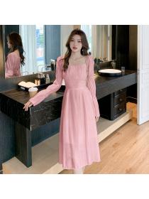 Outlet New style bell-sleeve bow mid-length dress
