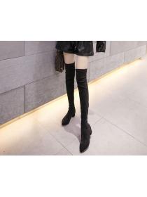 Outlet Autumn and winter pointed toe over-the-knee boots with thick heels