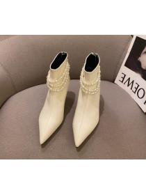Outlet Fashion Pearl Point-toe High heel boots