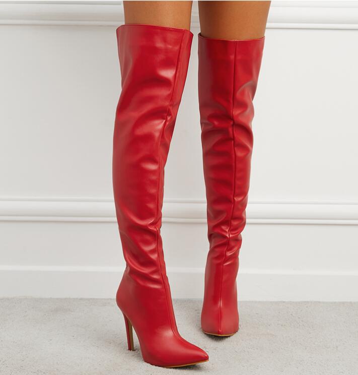 Outlet Pointed toe stiletto over-the-knee boots for winter