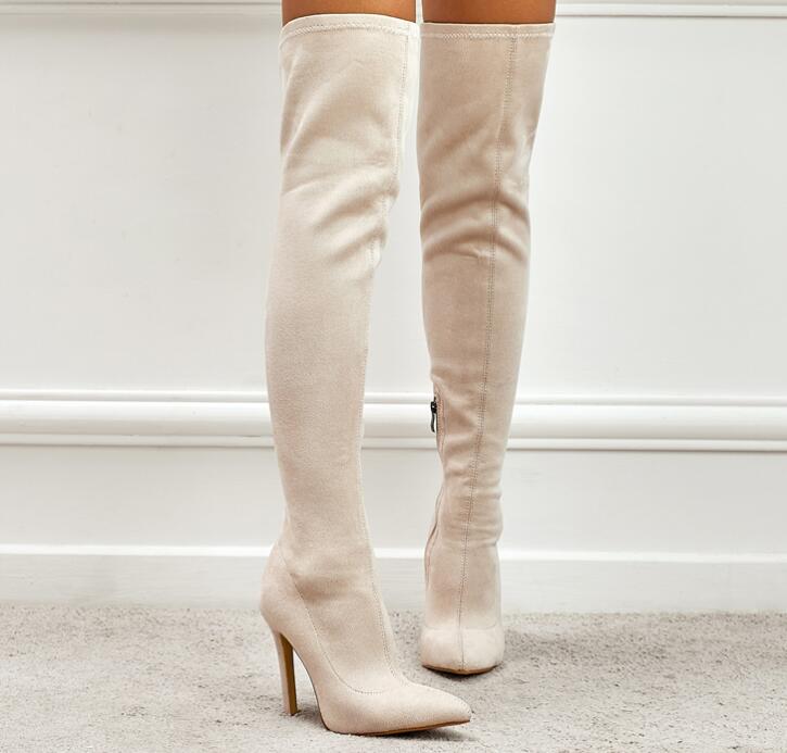 Outlet New style High-heeled over-knee side zipper boots