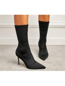 Outlet New high heels, elastic pointed ankle boots, thin boots, socks boots