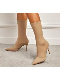 Outlet New high heels, elastic pointed ankle boots, thin boots, socks boots