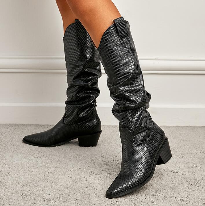 Outlet All-match thick-heeled mid-heel fashion boots