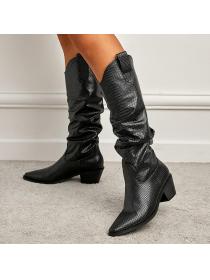 Outlet All-match thick-heeled mid-heel fashion boots