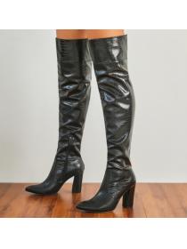 Outlet Pointed thick heel over-the-knee boots winter zipper boots