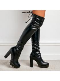 Outlet winter new women's thick Martin boots leopard print high heels boots
