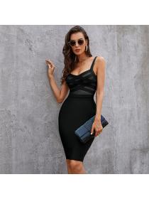 Outlet Autumn&winter high-end mesh see-through sexy evening dress tight-fitting Bodycon dress