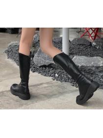 Outlet New thick heel High boots mid-heel fashion soft leather boots for women