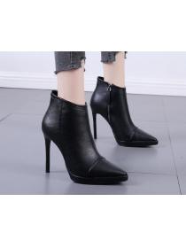 Outlet Sexy Point-toe Plain color High heels Boots