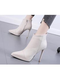 Outlet Sexy Point-toe Plain color High heels Boots