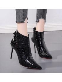 Outlet Sexy Poe-toe Patent leather High heels Boots
