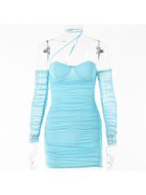 Outlet Hot style Winter new strap&halter neck Backless long-sleeved Dress